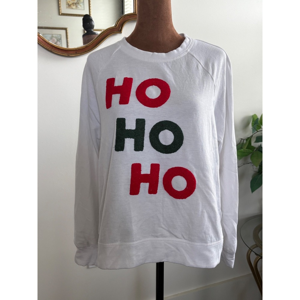 Workshop Republic Clothing White Holiday Ho Ho Ho Christmas Sweatshirt